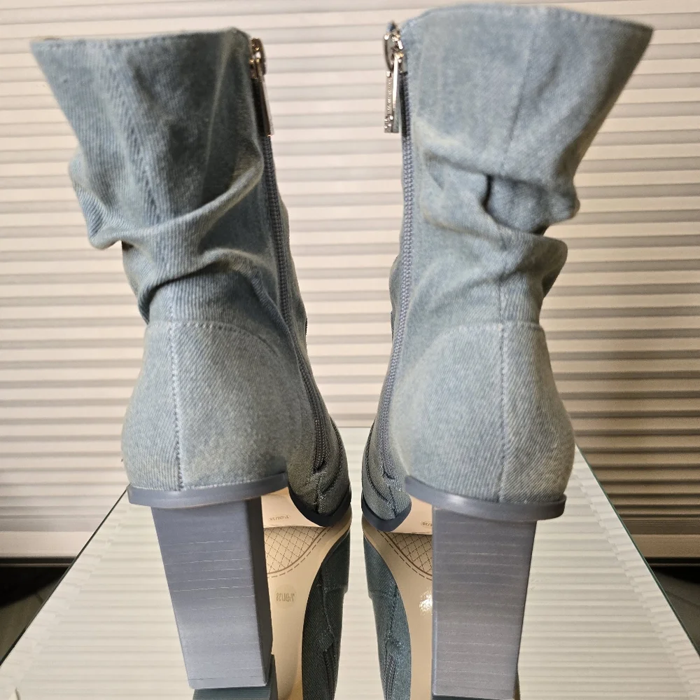JESSICA SIMPSON MEDIUM BLUE WASH DENIM BOOTS SIZE 7 1/2 M  STYLE - JS-ARRLA - Picture 6 of 12